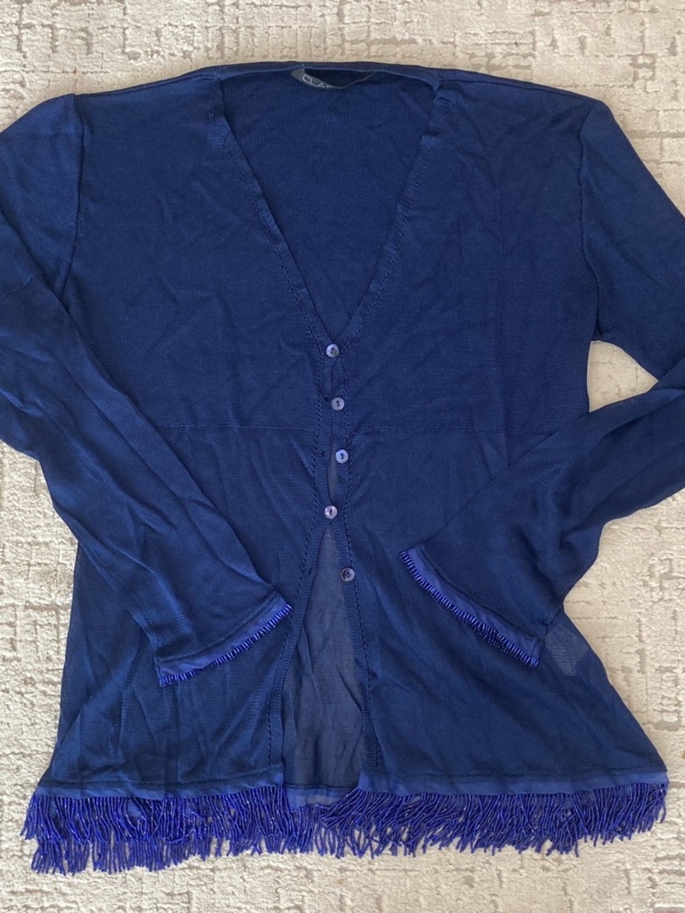 Roberto Cavalli Navy Blue Knit Cardigan with Buttons